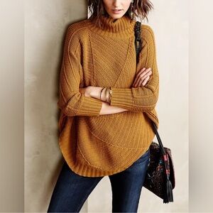Anthropologie Angel of the north Knit poncho sweater pullover turtleneck - M